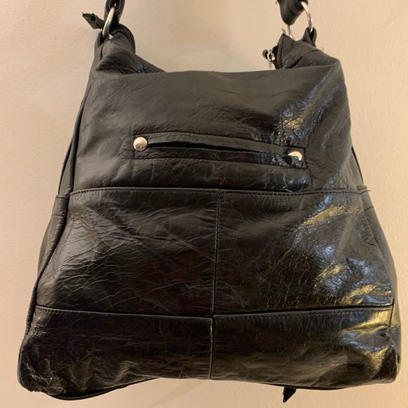 BLACK ALL LEATHER HANDBAG - Picture 3 of 4